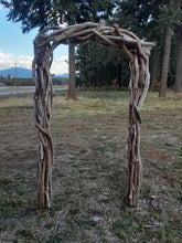 Load image into Gallery viewer, Two Post Premium Driftwood Wedding Arch H 7 ft x W 6 ft Includes Steel Stake Kit ARC