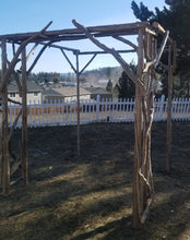 Load image into Gallery viewer, Driftwood Wedding Arch / Chuppah Hybrid, Arbor with Attached Chuppah 7 H x 6 W x 6 D