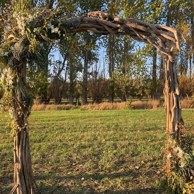 wooden wedding trellis Two Post Premium Driftwood Wedding Arch H 7 ft x W 6 ft Includes Steel Stake Kit ARC