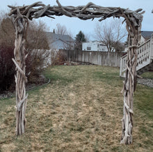 Load image into Gallery viewer, Two Post Premium Driftwood Wedding Arch H 7 ft x W 6 ft  Includes Steel Stake Kit ARC
