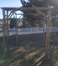 Load image into Gallery viewer, Driftwood Wedding Arch  / Chuppah Hybrid, Arbor with Attached Chuppah 7 H x 6 W x 6 D
